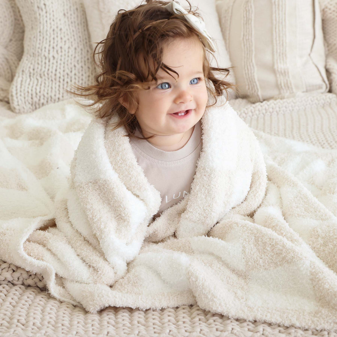 luxe cloud blankets toffee check 