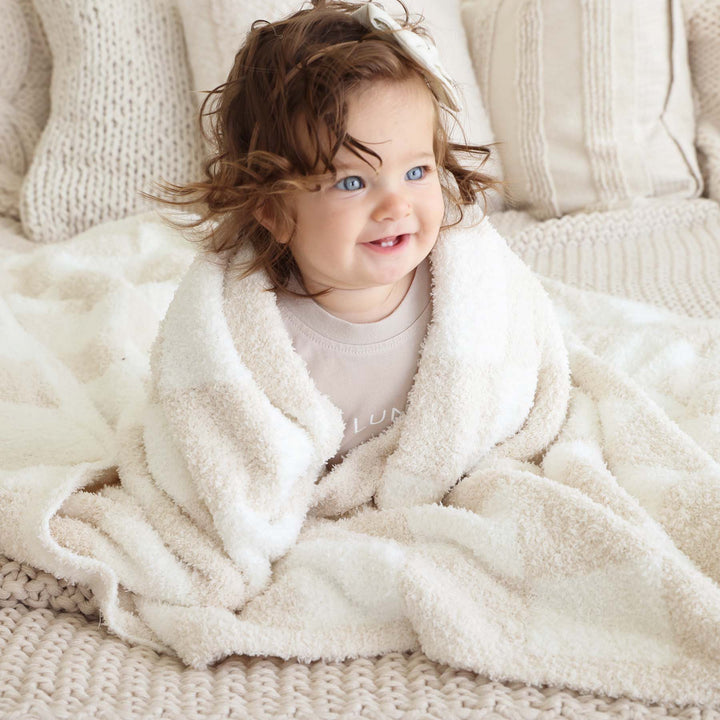 luxe cloud blankets toffee check 