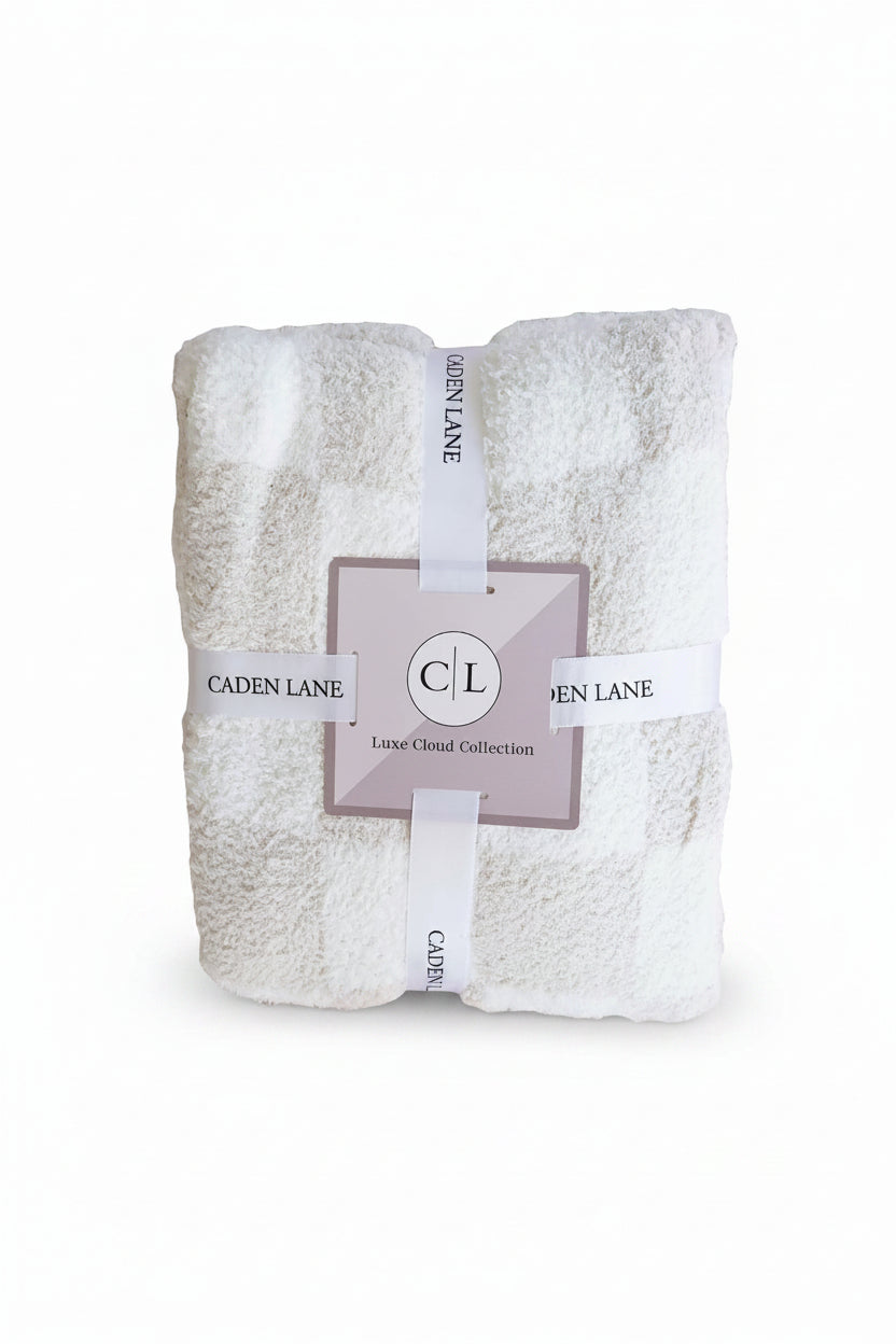 toffee check luxe cloud blanket