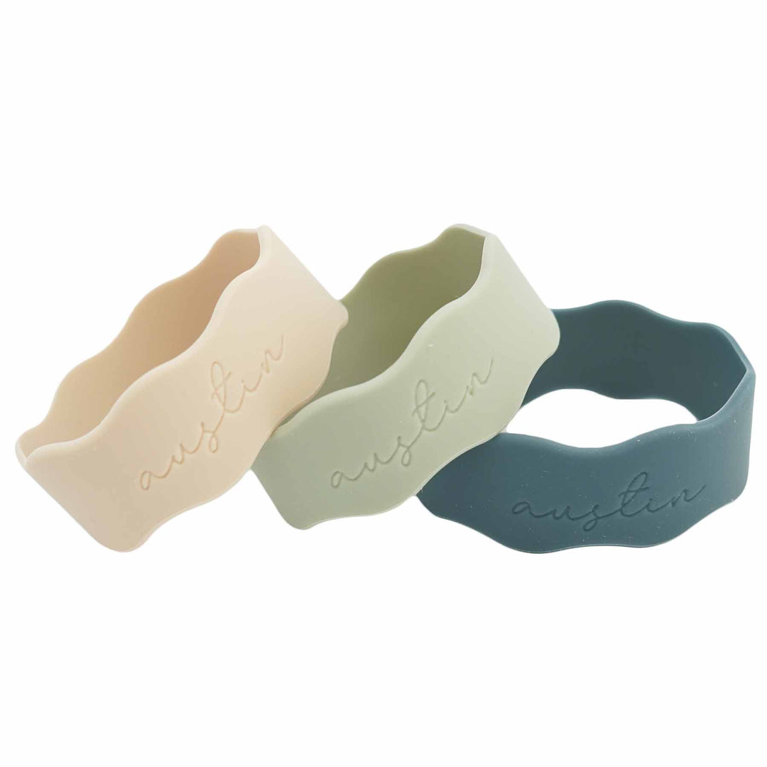 green personalized silicone bottle labels script 