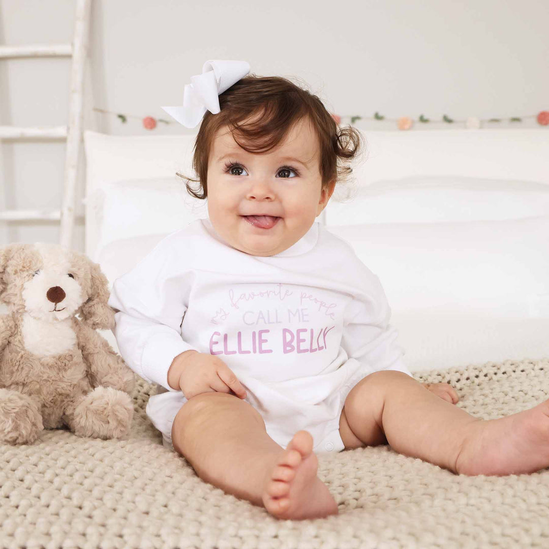 Personalized My Favorite People Graphic Sweatshirt Bubble Romper | White