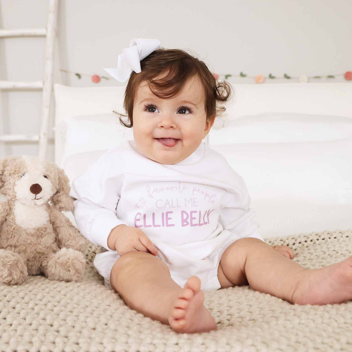 Personalized My Favorite People Graphic Sweatshirt Bubble Romper | White