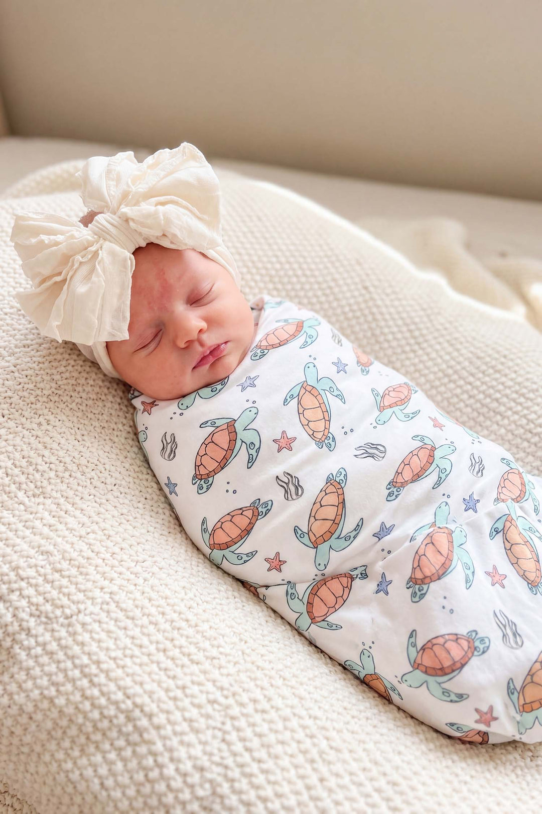 turtle print detail on bamboo – soft and breathable baby sleepwear fabric