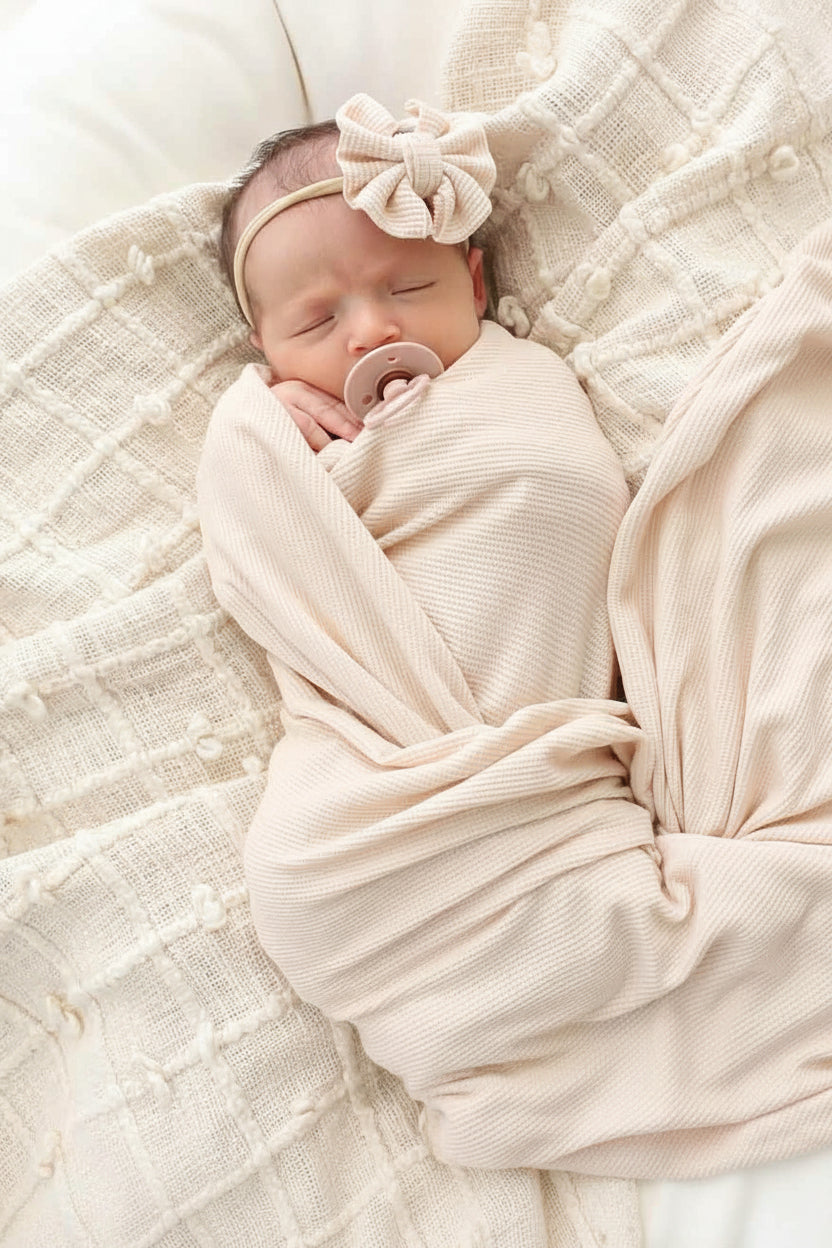 oversized swaddle blanket oatmeal bamboo waffle 