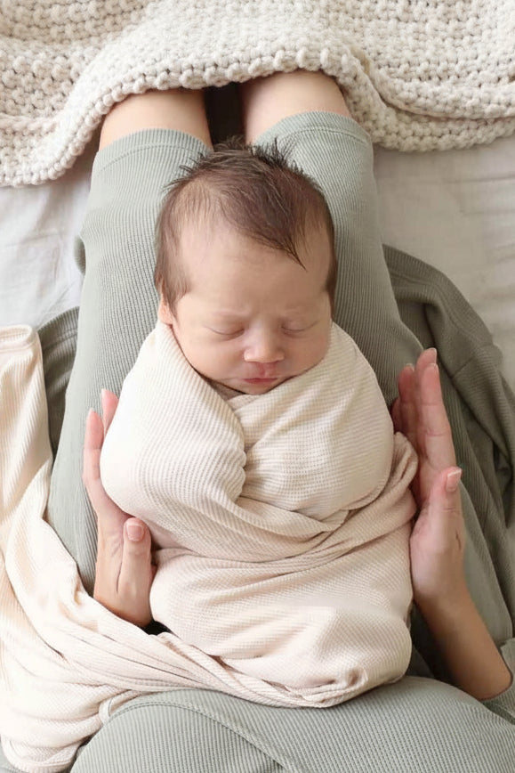 Oatmeal Bamboo Waffle Oversized Swaddle Blanket