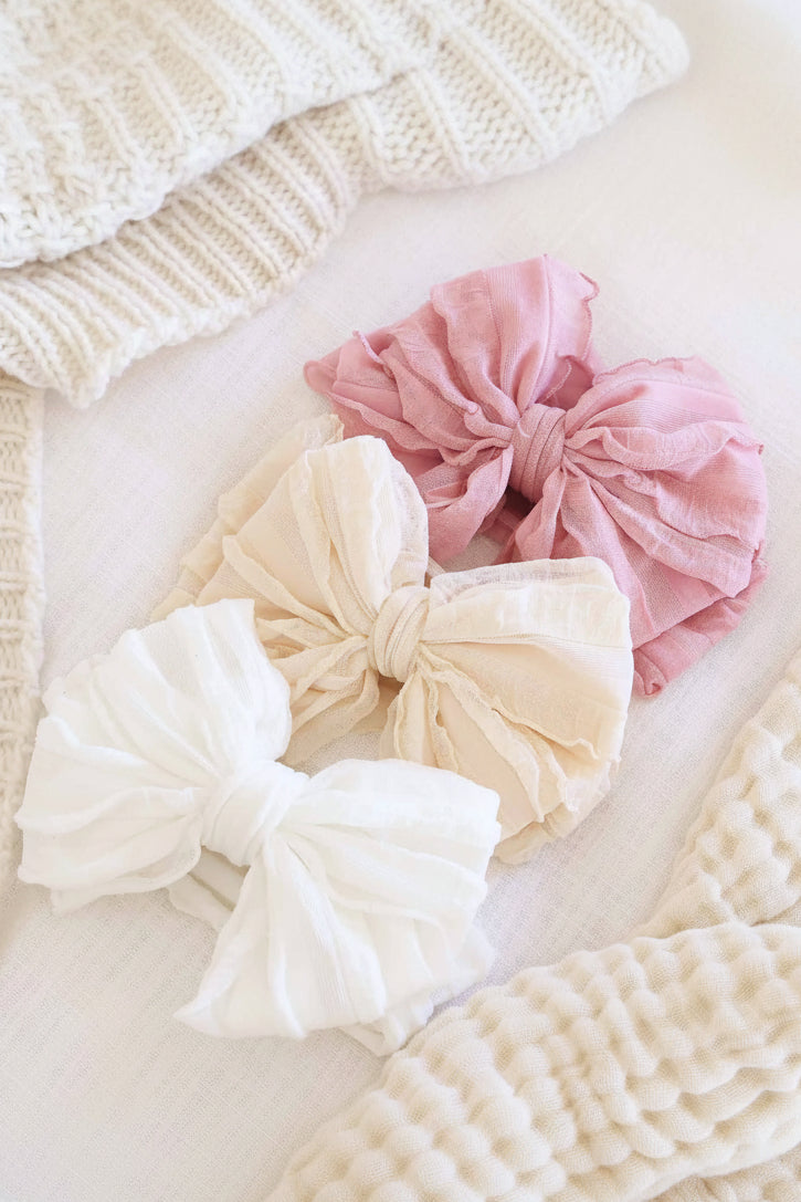 Large Ruffle Knit Bow | Sweet & Simple