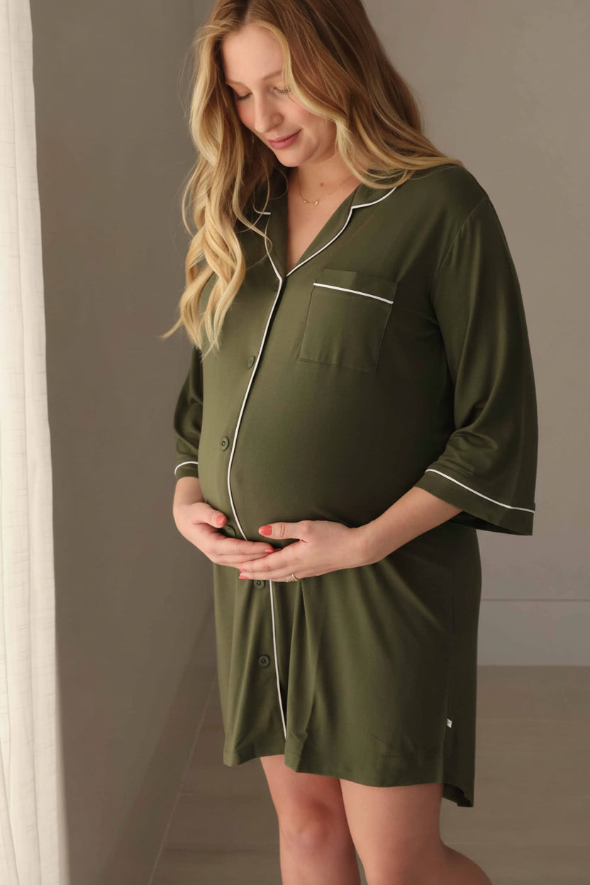 olive women's maternity gown 