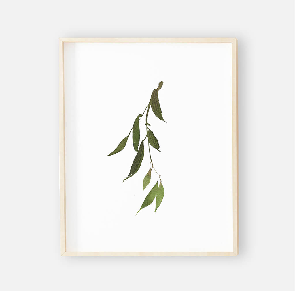 nursery wall art green branch 
