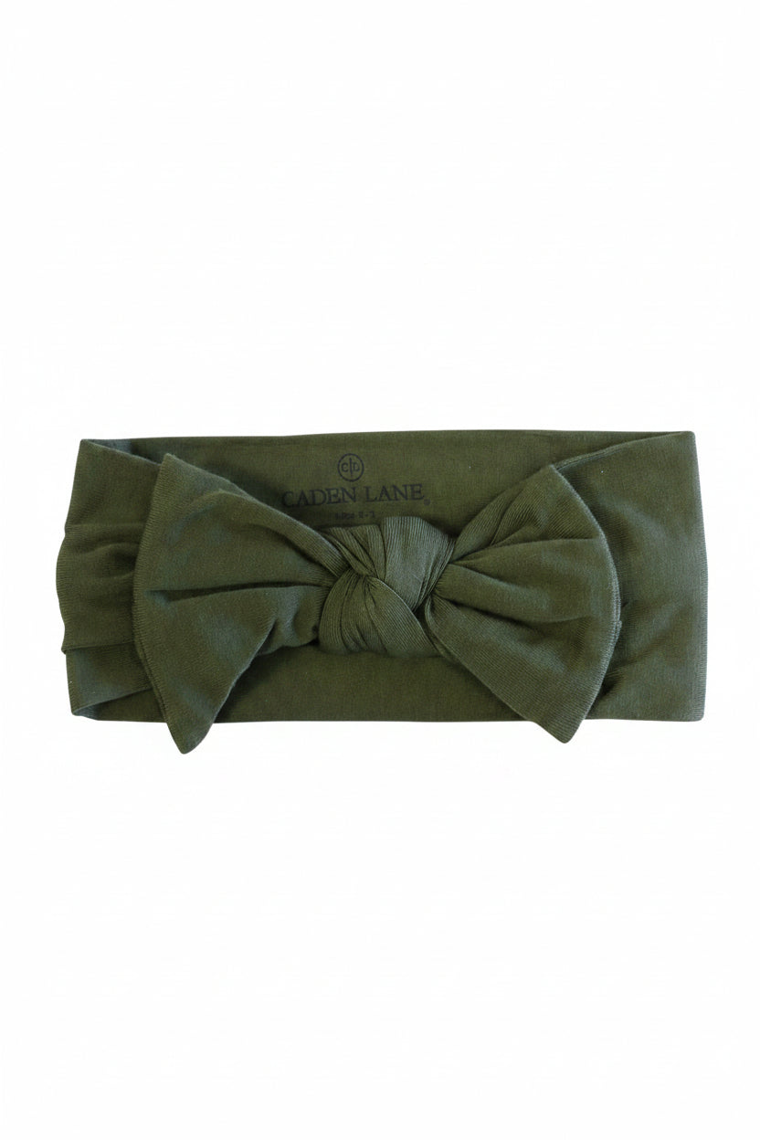 Solid Olive Knit Large Bow Headwrap