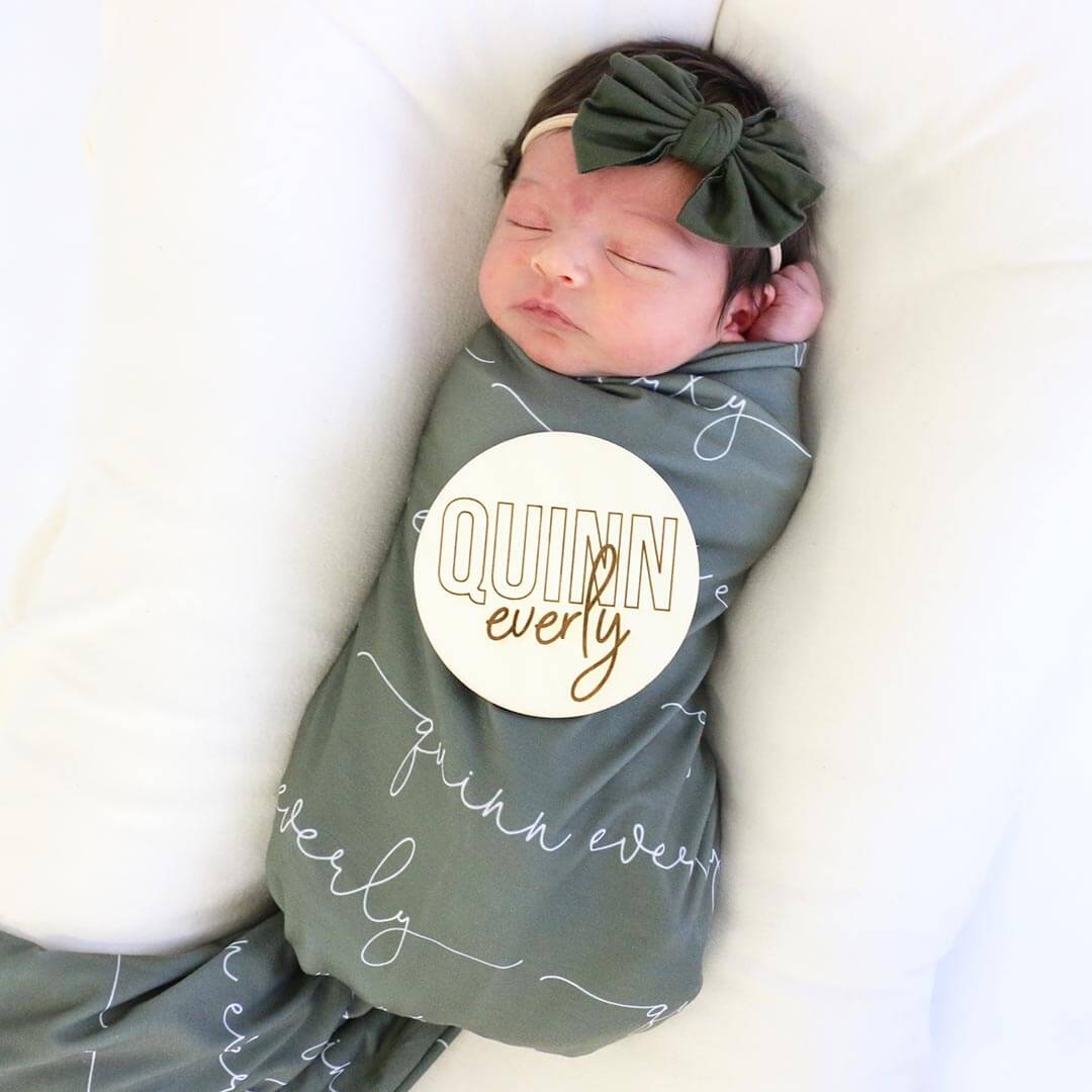 outline block baby name wood announcement sign 
