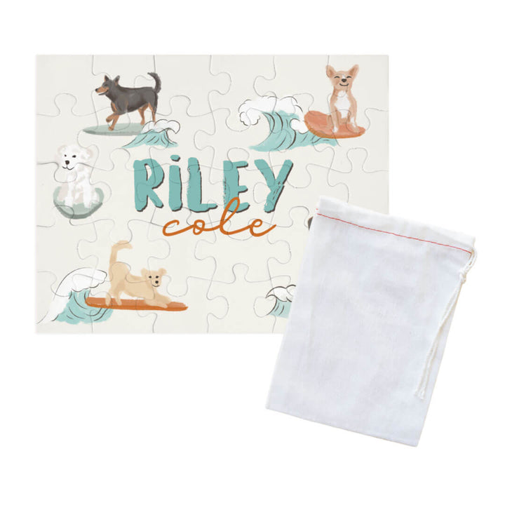 paddle pups personalized name puzzle for kids with drawstring bag
