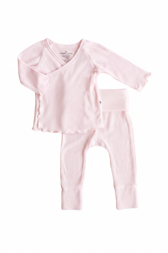 pale pink waffle crossover set for newborns 