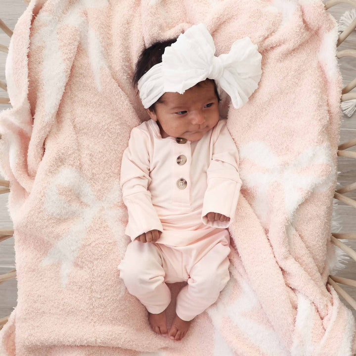 pale pink 2pc bamboo button top & bottom