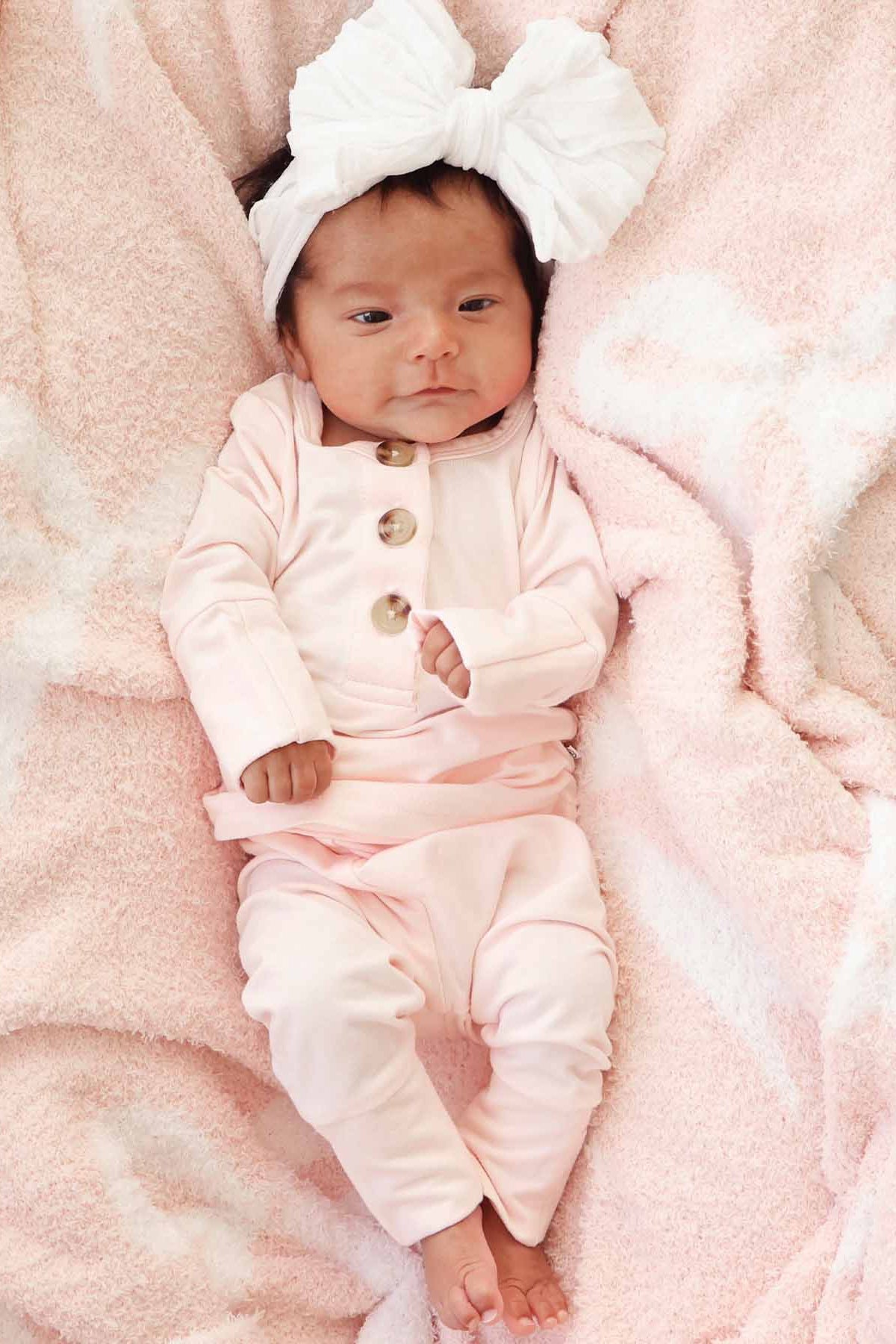 2pc Bamboo Button Top & Bottom | Pearl Pink