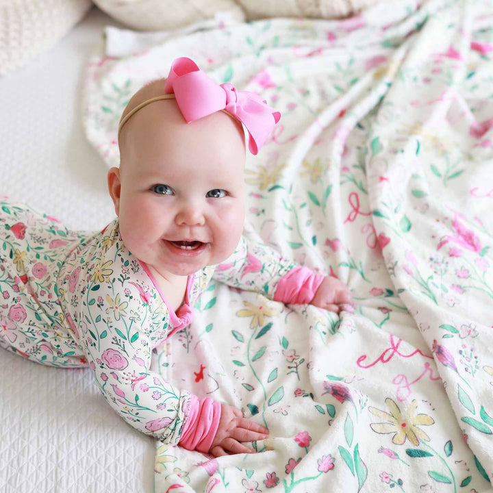 floral personalized blanket for kids 