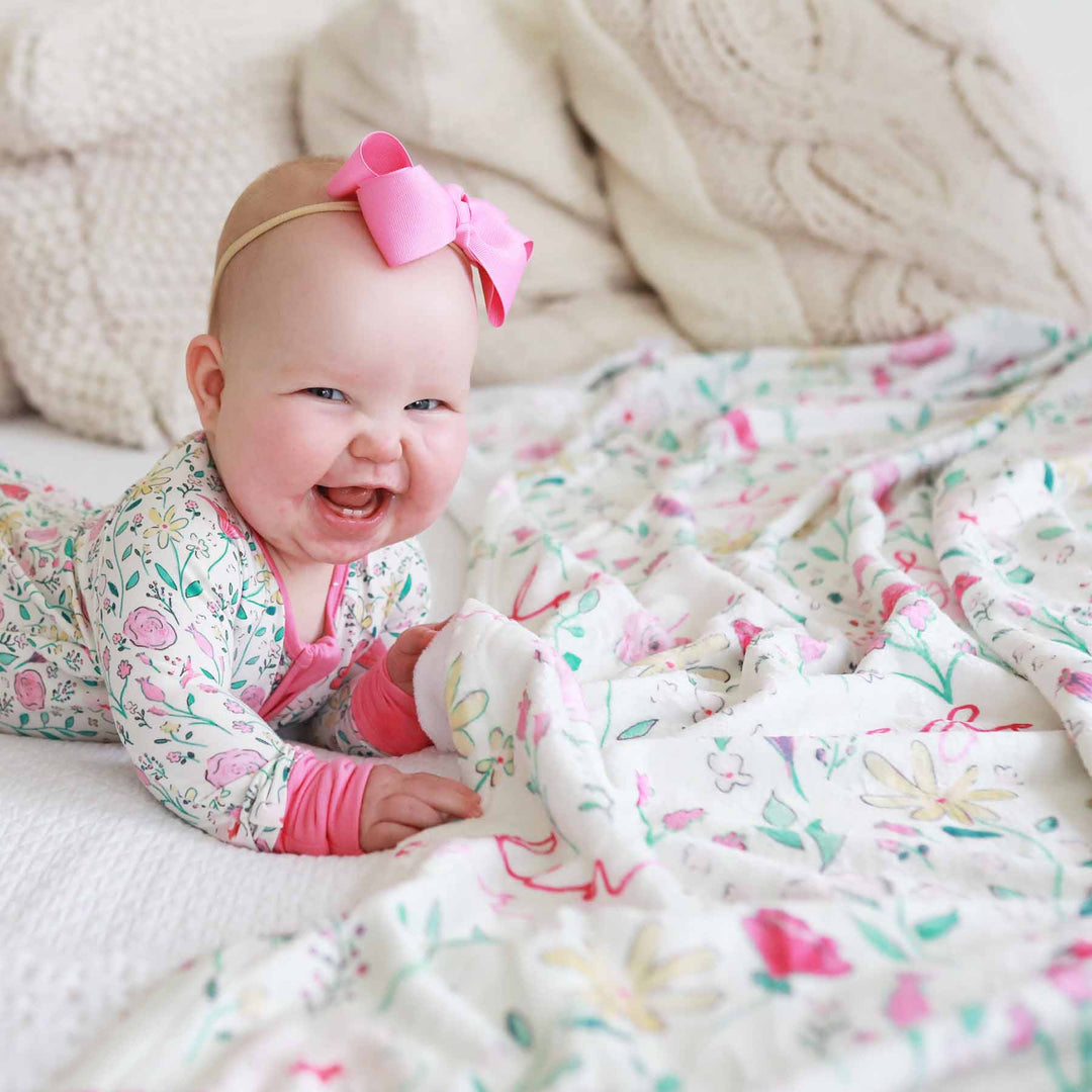 floral blanket for girls personalized with name 