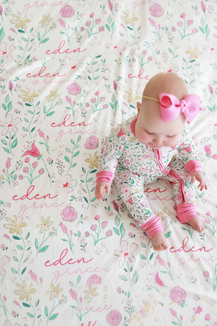 paris petals personalized kids blanket