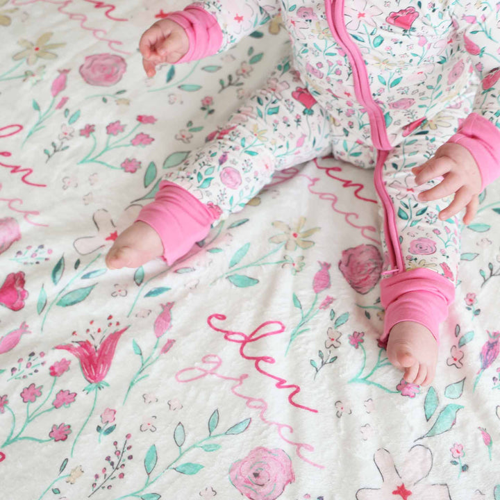 paris petals personalized blanket for kids 