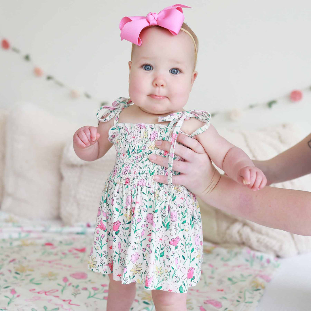 baby floral bodysuit smocked 