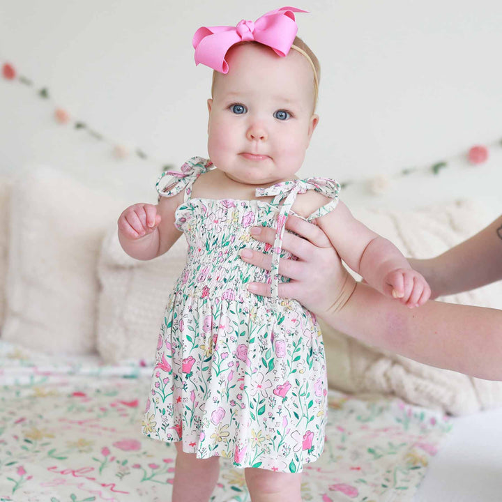 baby floral bodysuit smocked 