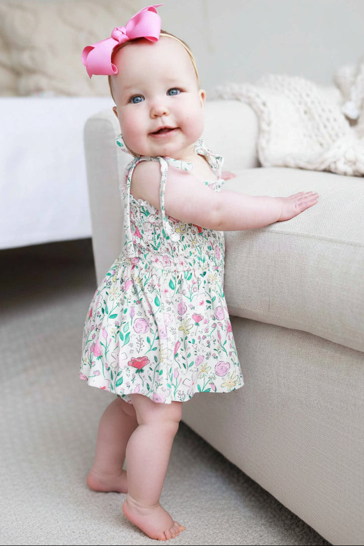 Smocked Twirl Bodysuit | Paris Petals