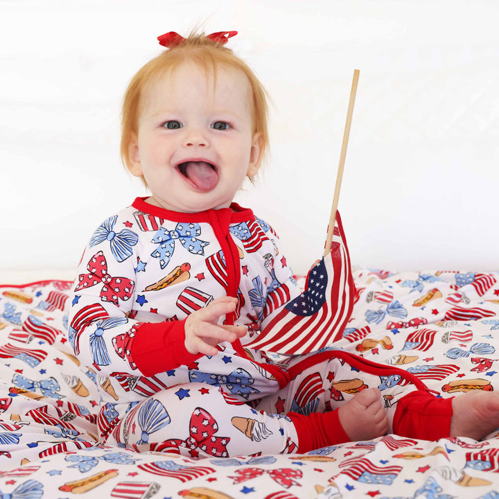 party in the usa girls convertible zip romper pajama for babies and toddlers 
