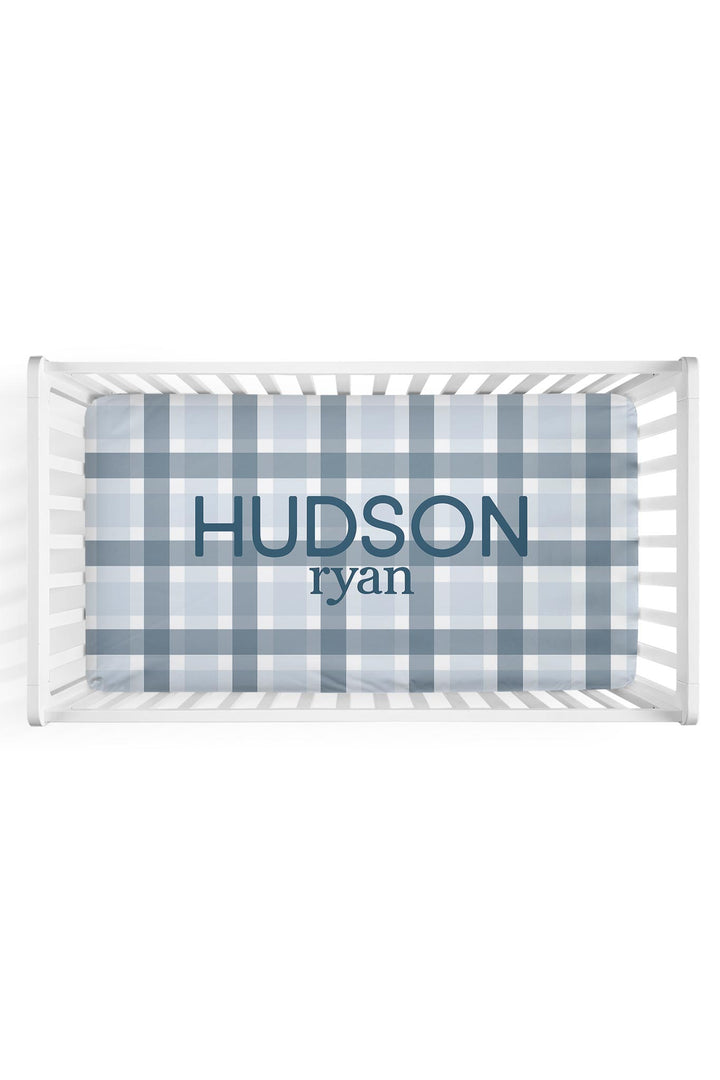 Paxton's Plaid Personalized Crib Sheet