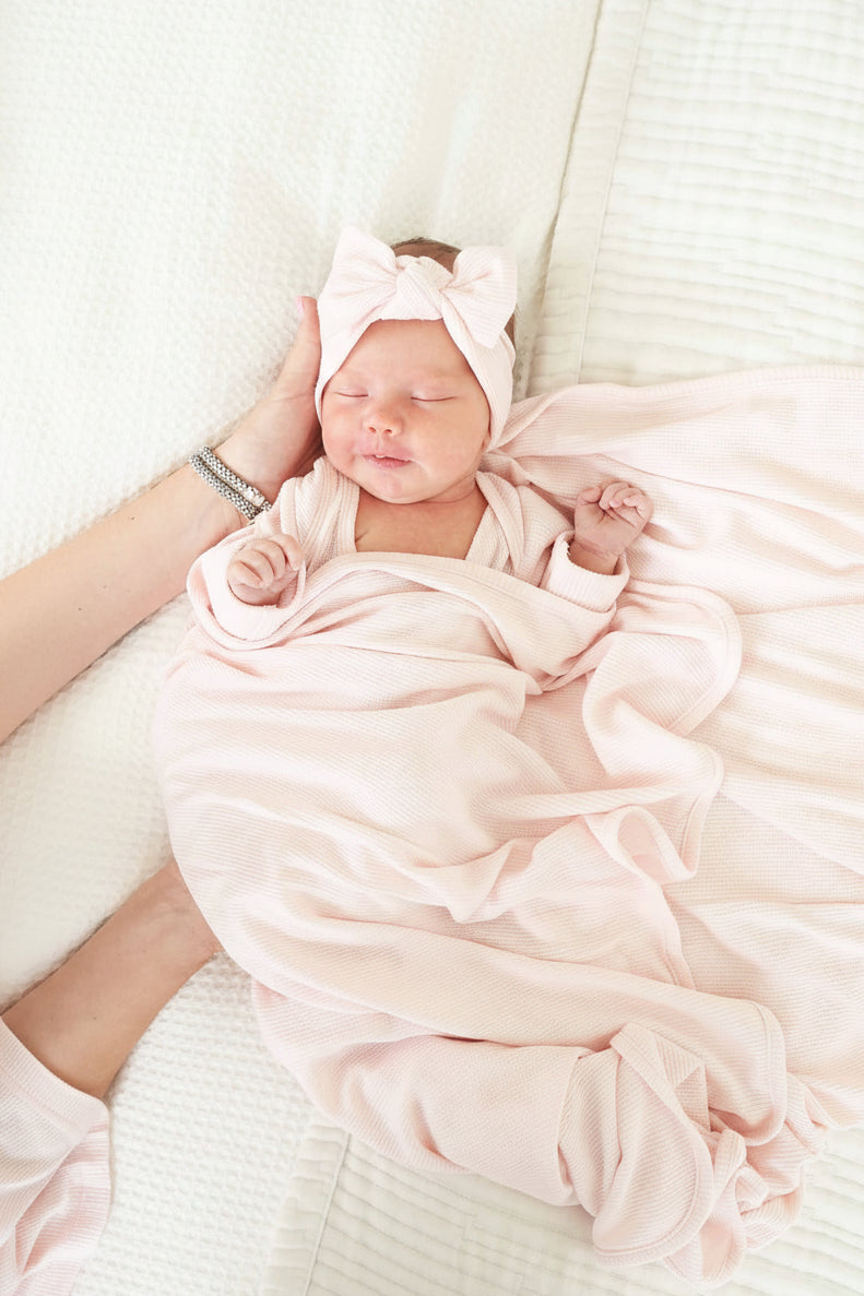 Pearl Pink Bamboo Waffle Oversized Swaddle Blanket