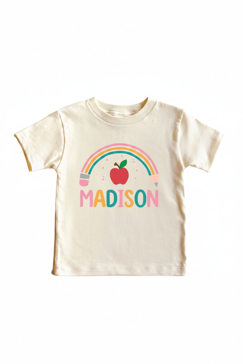 pencil rainbow personalized graphic tee 