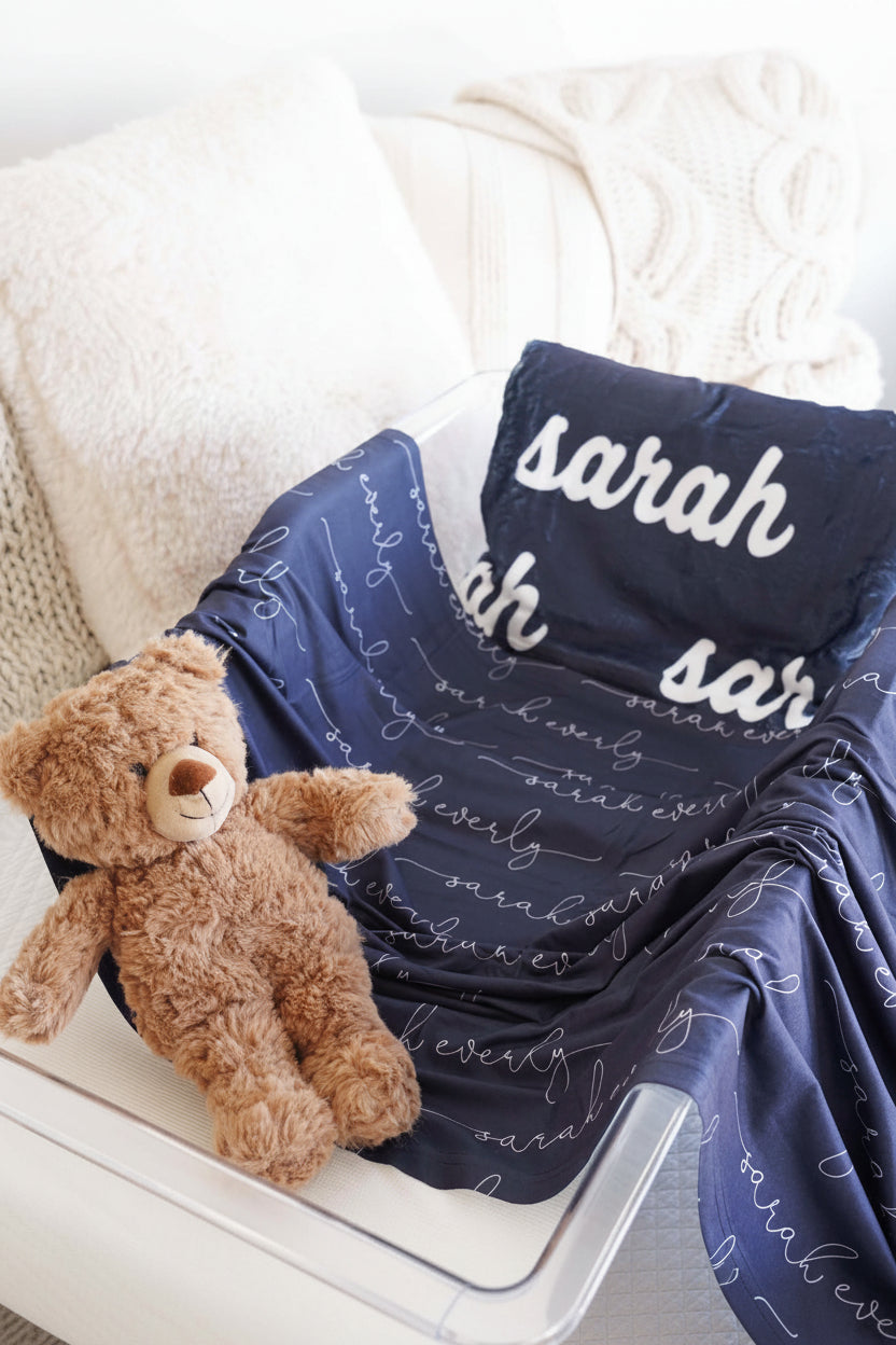 penn state personalized color blanket navy and white 