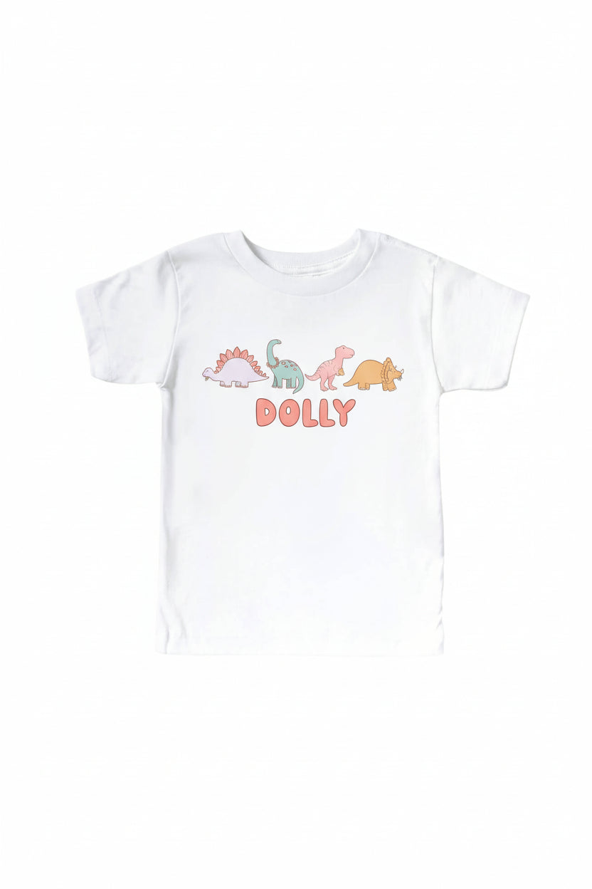 girl dinosaur personalized graphic tee 