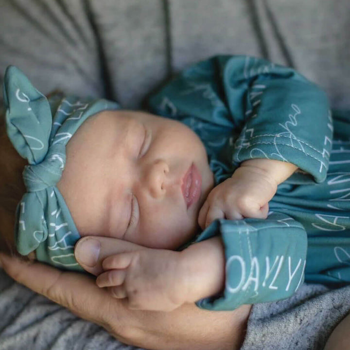 personalized newborn knot gown jade