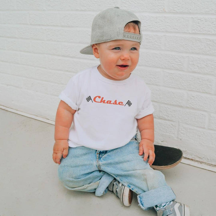 personalized race graphic tee for boys 