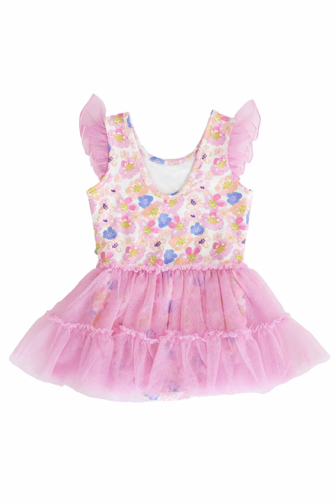 sleeveless tulle skirt leotard for girls with pastel flowers