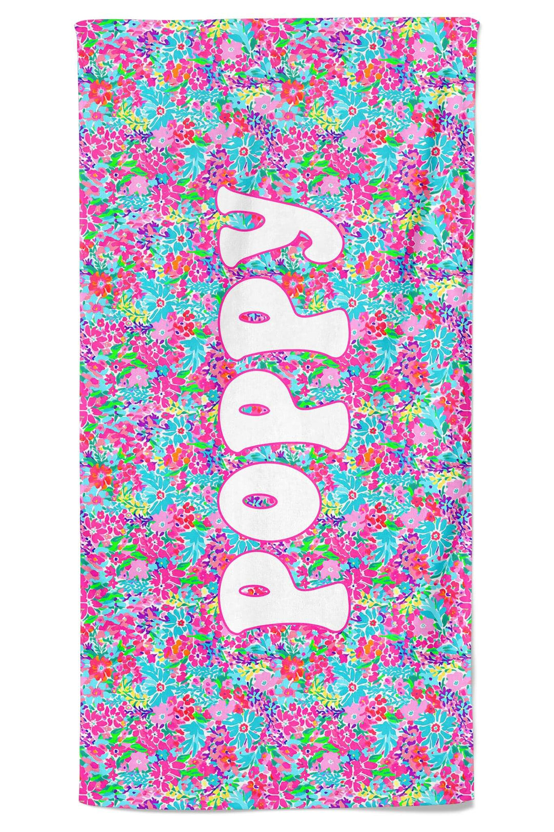 vibrant floral personalized beach towel
