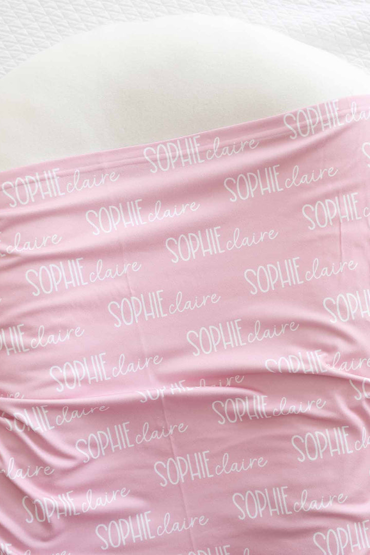 petal pink personalized swaddle 