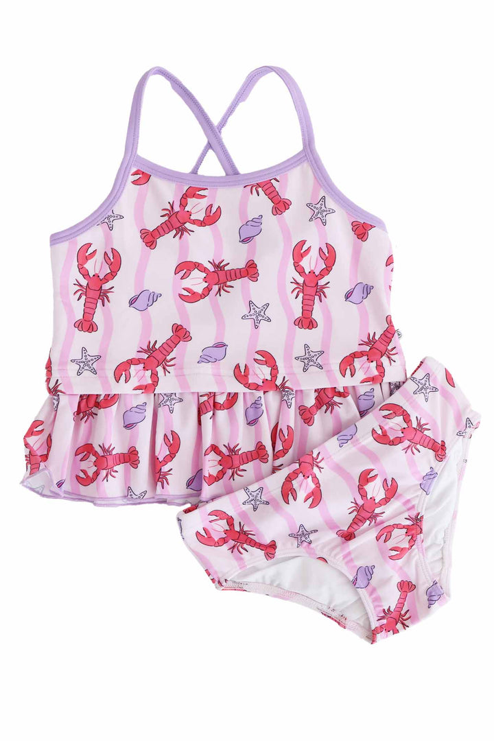 pinch me pink lobster strappy tankini for girls 