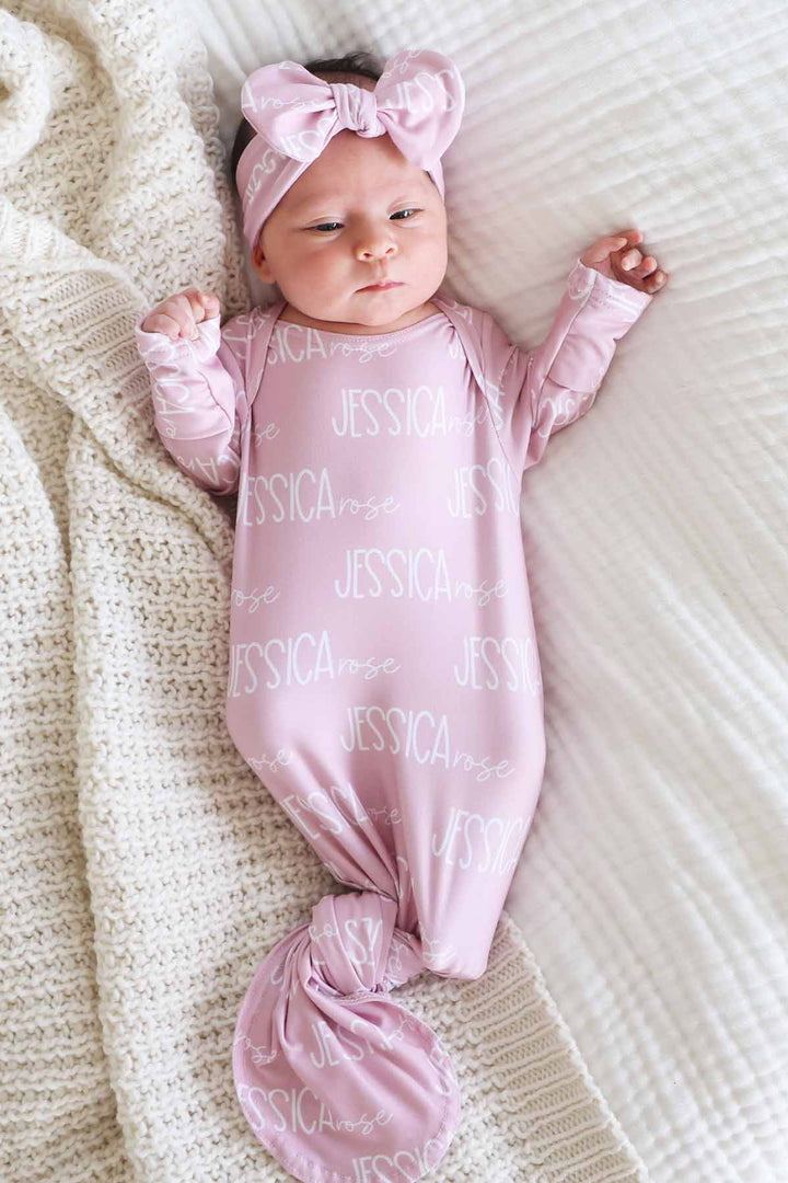 petal pink font duo personalized knot gowns for girls 