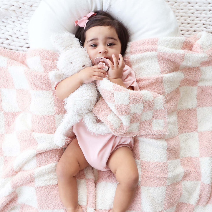 luxe cloud blanket rose check