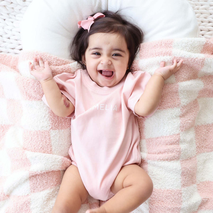 luxe blanket pink checkered