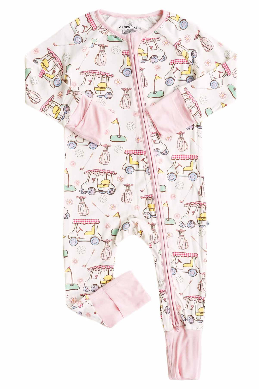 pink country club cuties pajama zip romper for toddlers