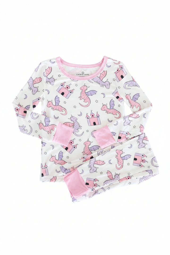 pink dragon adventure two piece pajama set for girls 