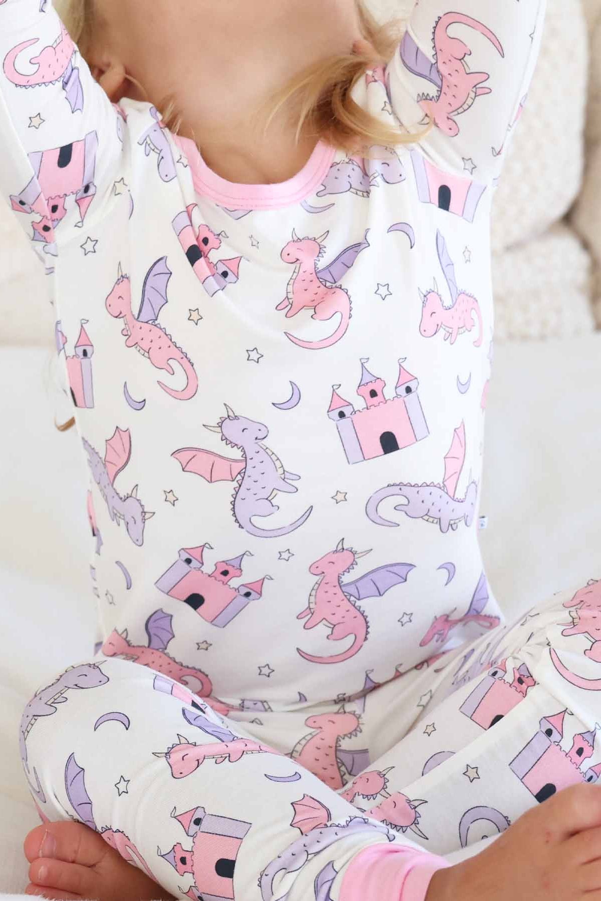 Dragon Adventure Two Piece Pajama Set | Pink