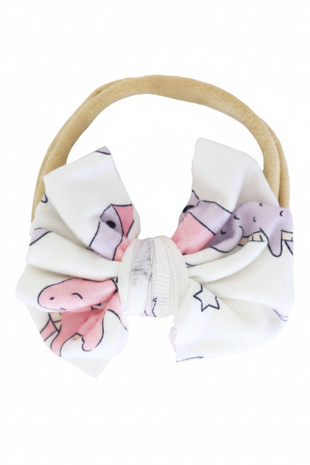 pink dragon adventure knit bow headband for newborns 