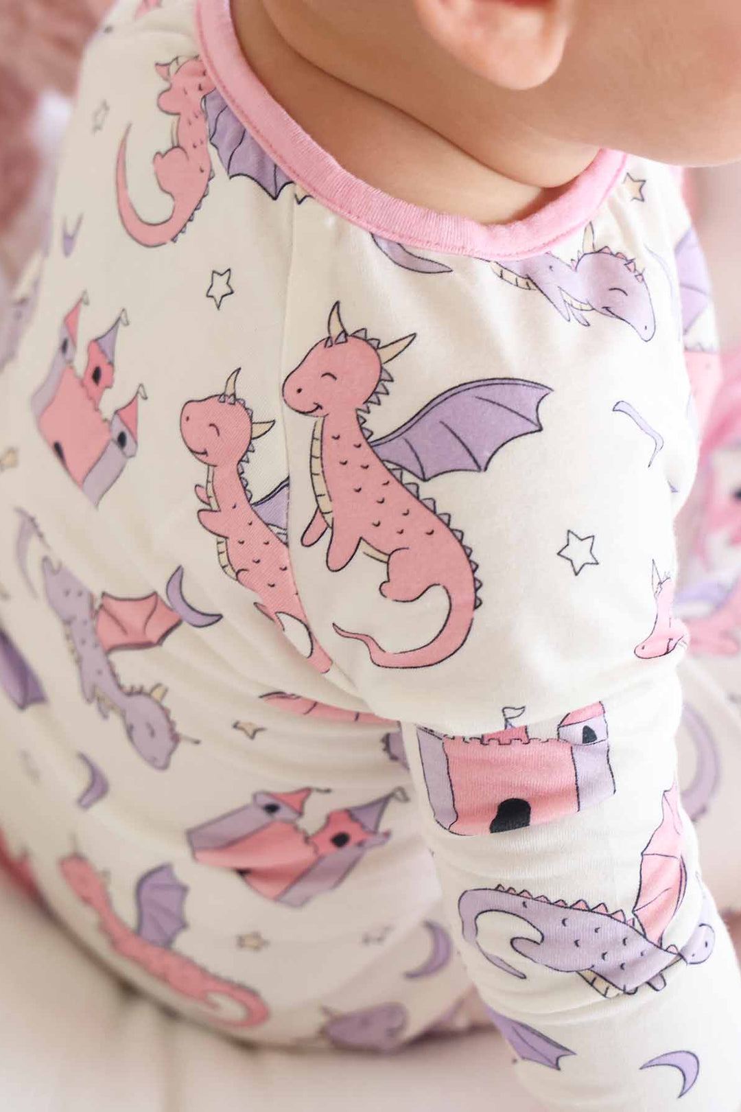 dragon, castle and star convertible zip romper for girls 