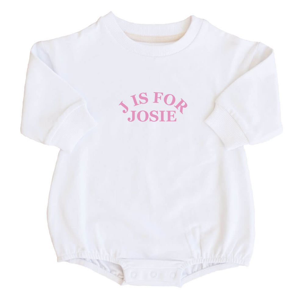 personalized pink nickname graphic white bubble romper onesie for babies