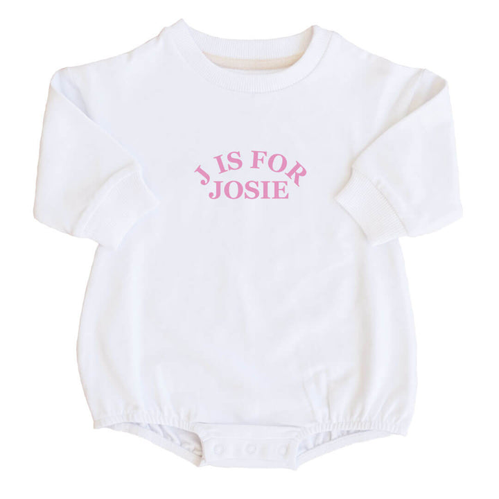 personalized pink nickname graphic white bubble romper onesie for babies