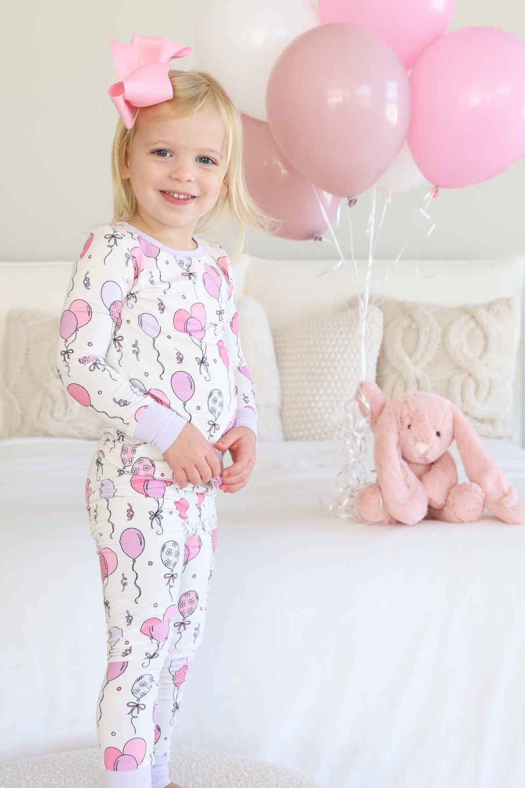 pink party time two piece pajama set for girls 