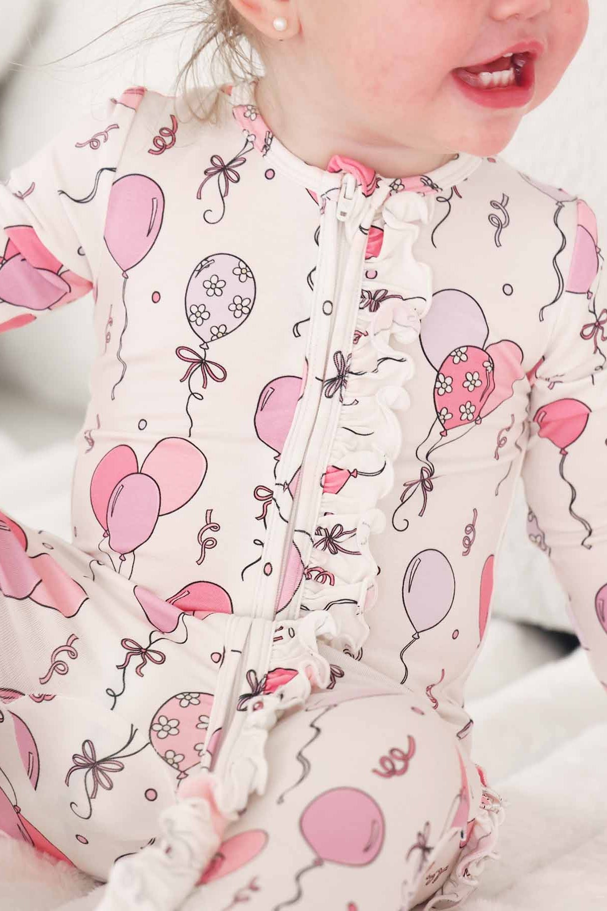 Party Time Ruffle Zipper Footie | Pink