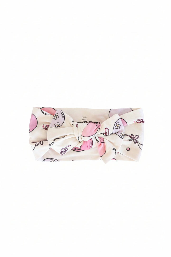pink party time bow headwrap